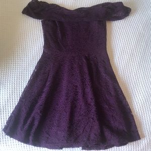 Purple off the shoulder lace dress